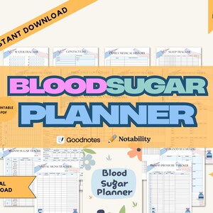 Blood Sugar Planner | Diabetes Log Book | Glucose & Insulin Tracker | Printable Health Journal | Medical Tracker for Daily Monitoring