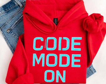 Code Mode On Hoodie: Unisex Baumwoll-Mix, Tech Enthusiast Pullover