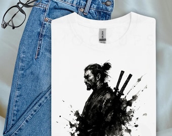 Unisex Samurai Warrior T-Shirt: Japanese Ink Art Graphic Tee