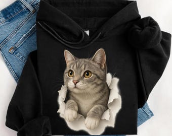 3D Tabby Cat-hoodie: uniseks katoenmixtrui