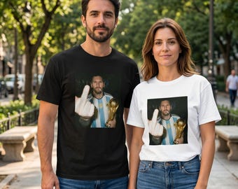 T-shirt Lionel Messi WK-trofee | Stoer bootleg streetwear T-shirt met print | Kleding voetbalfans Argentinië | Uniseks retro oversized shirt