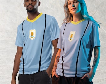 Uruguay voetbalshirt shirt, vintage Celeste voetbaltenue, hemelsblauw retro T-shirt, uniseks WK-fankleding, aangepaste sportcadeauuitrusting