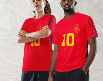 Spanje voetbalshirt, vintage Spaans voetbaltenue, La Roja Tricot T-shirt, uniseks WK-fankleding, aangepaste sportcadeauuitrusting