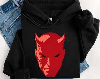 Devil Mask graphic hoodie, kastanjebruine antiheld-pullover, edgy streetwear