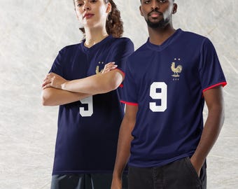 Frankrijk voetbalshirt, vintage Franse voetbaltenue, Les Bleus Tricot T-shirt, uniseks WK-fankleding, aangepaste sportcadeauuitrusting