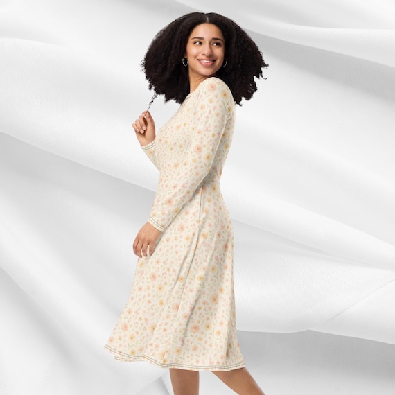 long sleeve midi dress spring Verona Long Sleeve Midi Dress