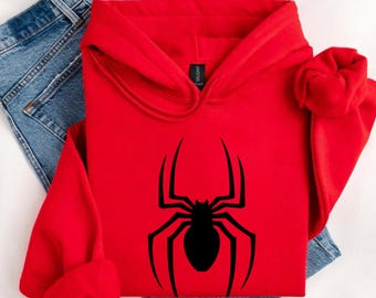 Red Spider Graphic Hoodie, Minimalist Streetwear, Unisex Fit