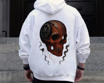 Sudadera con capucha unisex con estampado de calavera