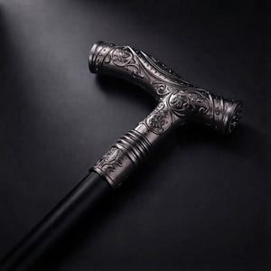 Bastone da passeggio con testa di lupo argentata – Bastone da passeggio in metallo di lusso / Bastone gotico elegante per uomo, cosplay, costumi e collezione (93 cm)