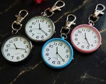 Nurse Pocket Watch Keychain, Mini Quartz Clip On Watch, Doctor Fob Watch, Cute Keyring Watch, Medical Student Gift for Women Men