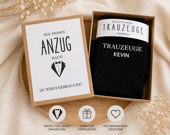 Trauzeuge Geschenk Box personalisiert – Willst du mein Trauzeuge werden? – Socken mit Name – Hochzeitsfrage Trauzeuge