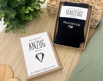 Trauzeuge Geschenk Box personalisiert – Willst du mein Trauzeuge werden? – Socken mit Name – Hochzeitsfrage Trauzeuge