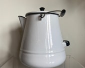 Vintage Large Enamel Coffee Pot Pitcher with Lid