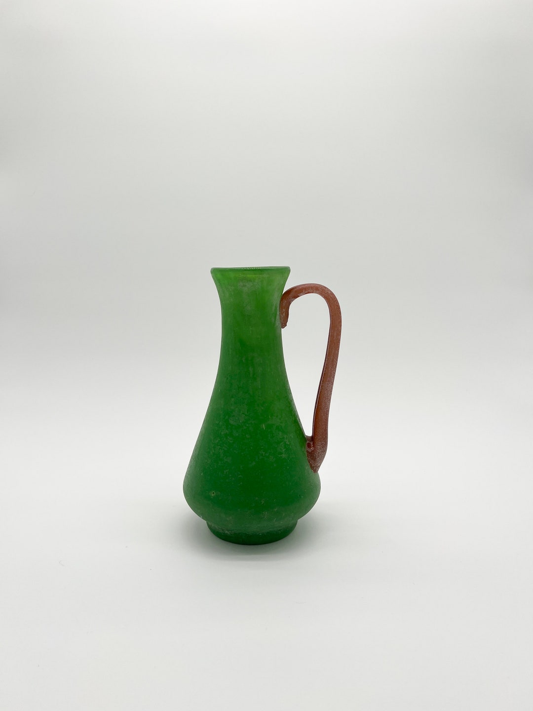 Early 2000s Fusion Z Skavo Art Glass Green Pitcher Made in Etsy