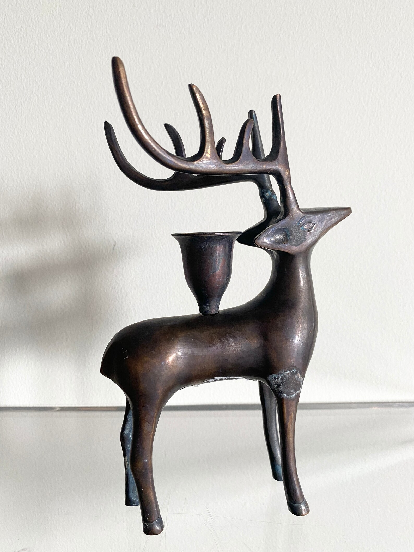 Solid Brass Reindeer Candle Holder Made in India Etsy