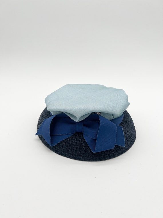 1960s Blue Bow Original Chapeaux Louise Hat