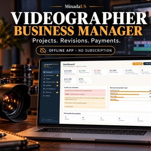 Videographer Business Manager App, Video Production Tracker, Client Payments, Revisions and Project Costs