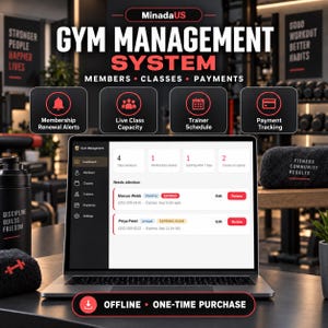 Gym Membership Tracker App, Renewals, Class Capacity and Payments - Offline HTML
