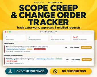 Scope Creep & Change Order Tracker, Extra Work and Approval Log - Offline App