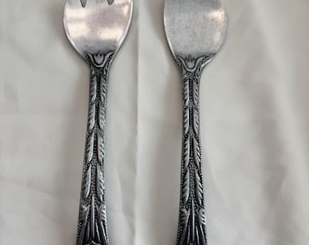 Vintage Wilton Armetale William & Mary Salad Serving Utensils – Spoon  Fork Set