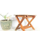 Vintage Stool Collapsible Wood Slat Plant Stand Rustic Farmhouse Decor