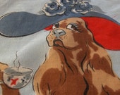 Cocker Spaniel Handkerchief - Vintage 40s - Signed Burmel - High Society Tea