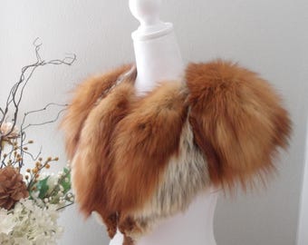Vintage Red Fox Coat Collar Costume Accessory / Natural Decor / Upcycle
