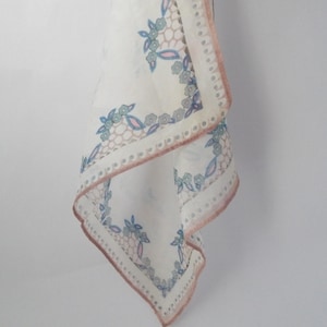 Vintage 1930s Mulberry Silk Pocket Dress Square Pink Blue Print 10" x 10 1/2"