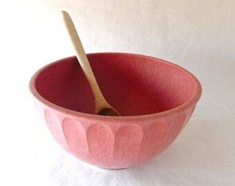 Mid Century Boonton Bowl / USA Melmac / Confeti de huella digital de Rasberry / #511C-40 / 10 pulgadas