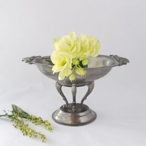 Antique Mayflower WB Mfg. Co. Pewter Compote / Quadruple Scroll Footed / #3289
