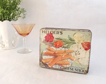 Antique Helder's Tin / Famous Dutch Cheesesticks / Advertising Collectible / Made in Holland