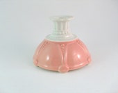 Art Deco Candle Holder White and Peach Milk Glass Shabby Cottage Chic Decor