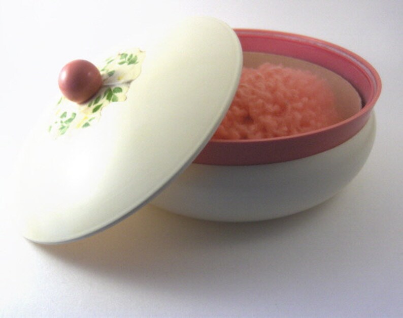 Vintage Avon Dusting Powder Container with Puff To A Wild Rose Etsy