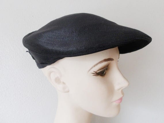 Antique 1920s Navy Blue Straw Beret – Simon Rubin… - image 4