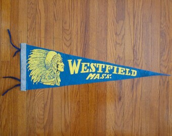 Vintage 30" Souvenir Felt Pennant / Westfield Mass / Memorabilia / Wall Decor