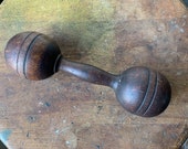 Vintage single wooden 3 4 pound barbell or dumbbell