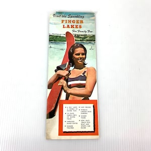 vintage 1960s Finger Lakes NY carte touristique, Finger Lakes Association