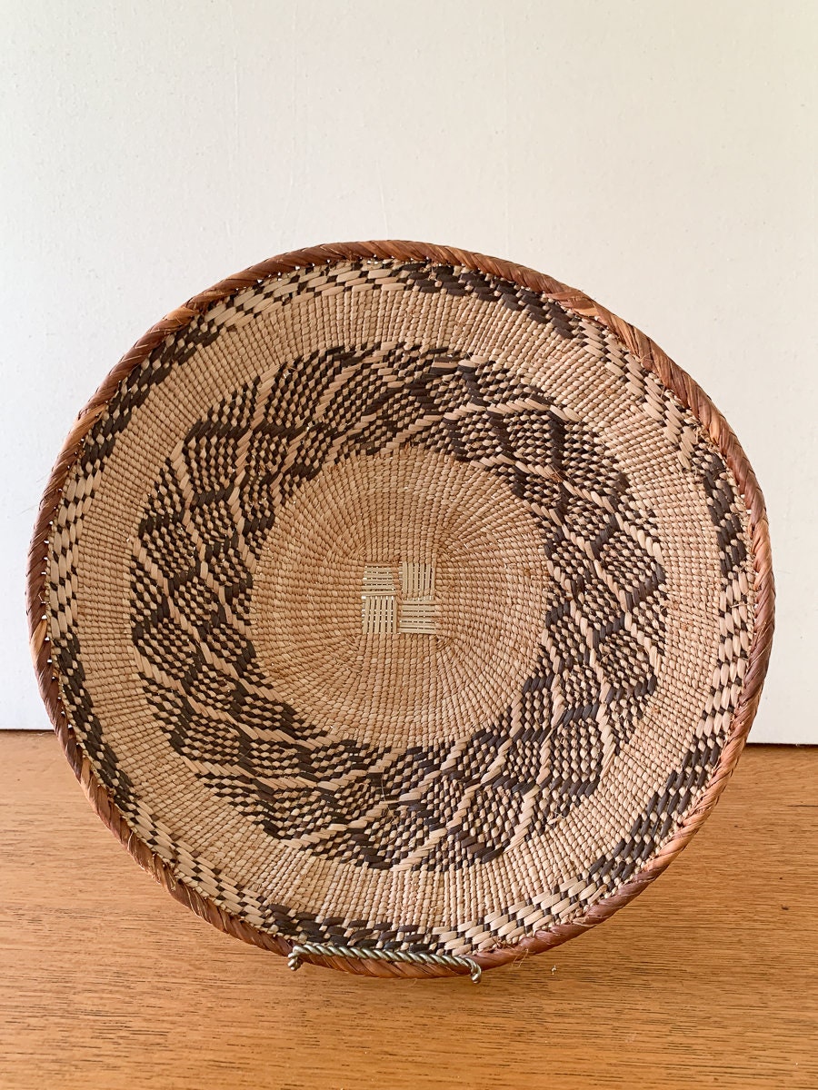 African handwoven grass basket, wall decor, woven wall