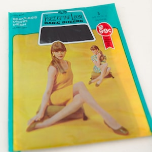 Vintage 60s NOS seamless micro mesh stockings in Smokeglow/black, vintage hoisery, fits 9.5-10