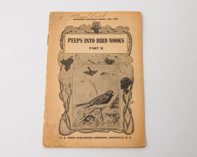 Antique 1910/11 illustrated supplemental reader/book about birds, Peeps Into Bird Nooks Part II