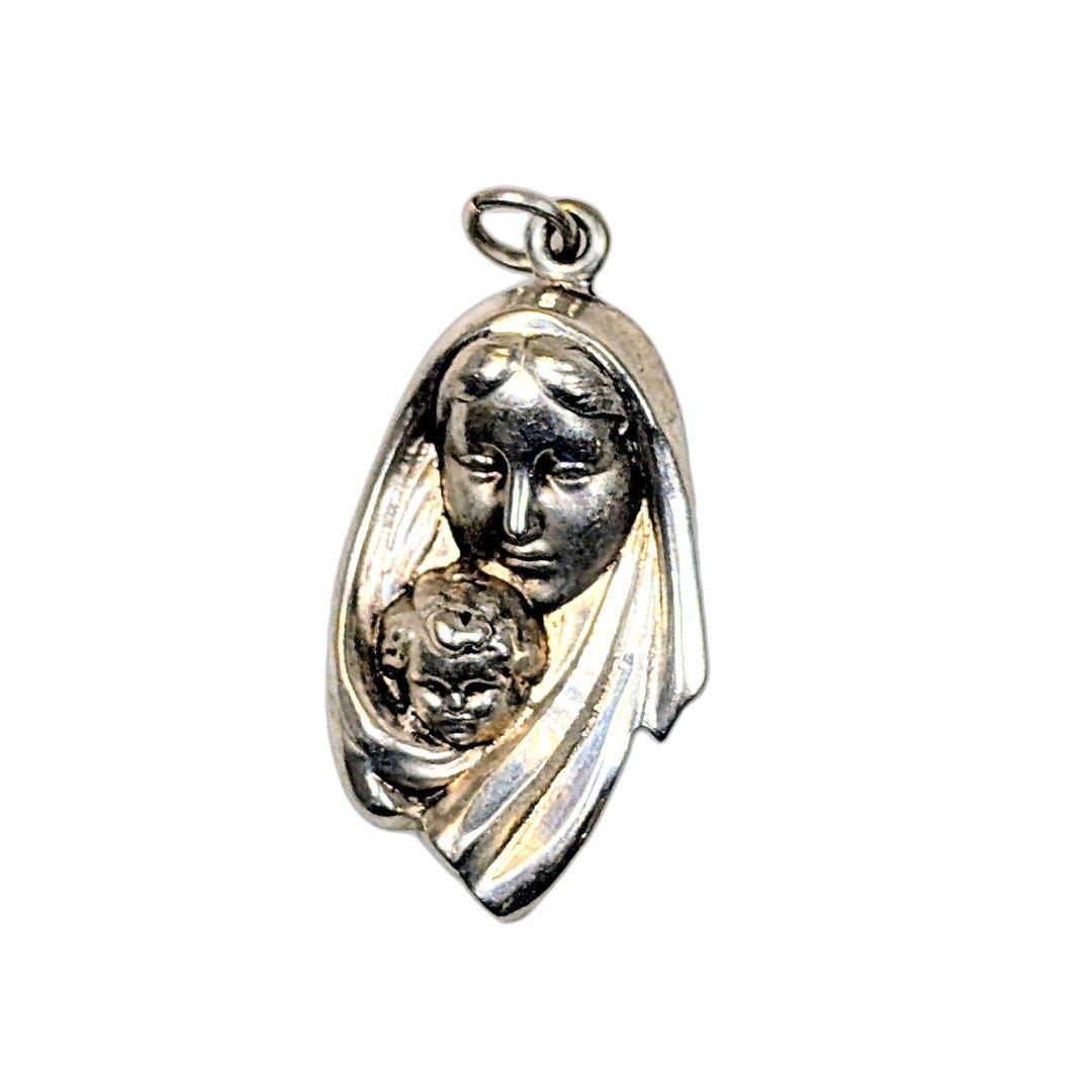 Vintage Sterling Silver Madonna and Child Charm Pendant 3D Relief - Etsy