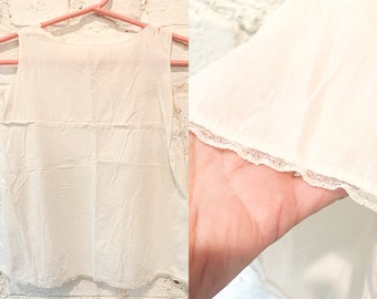 Vintage white cotton baby dress with lace trim, baby doll dress