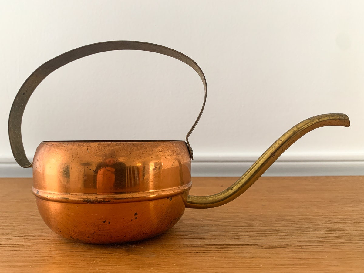 Vintage small copper and brass watering can, house plant