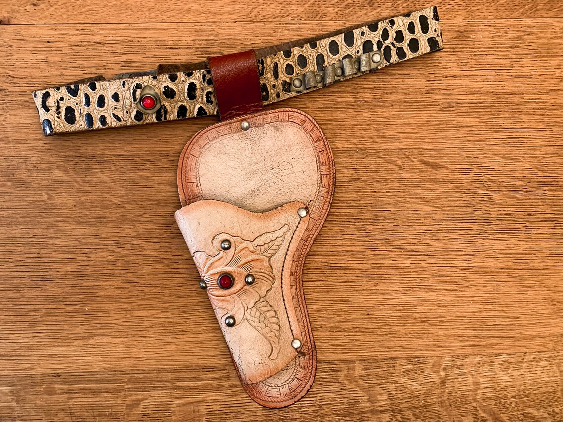 Vintage 1950s Tooled Leather Toy Gun Holster Cowboy Gun Etsy