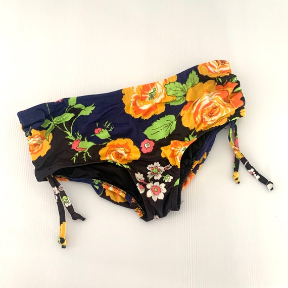 Vintage 70s floral bikini bathing suit bottoms, vinta… Gem