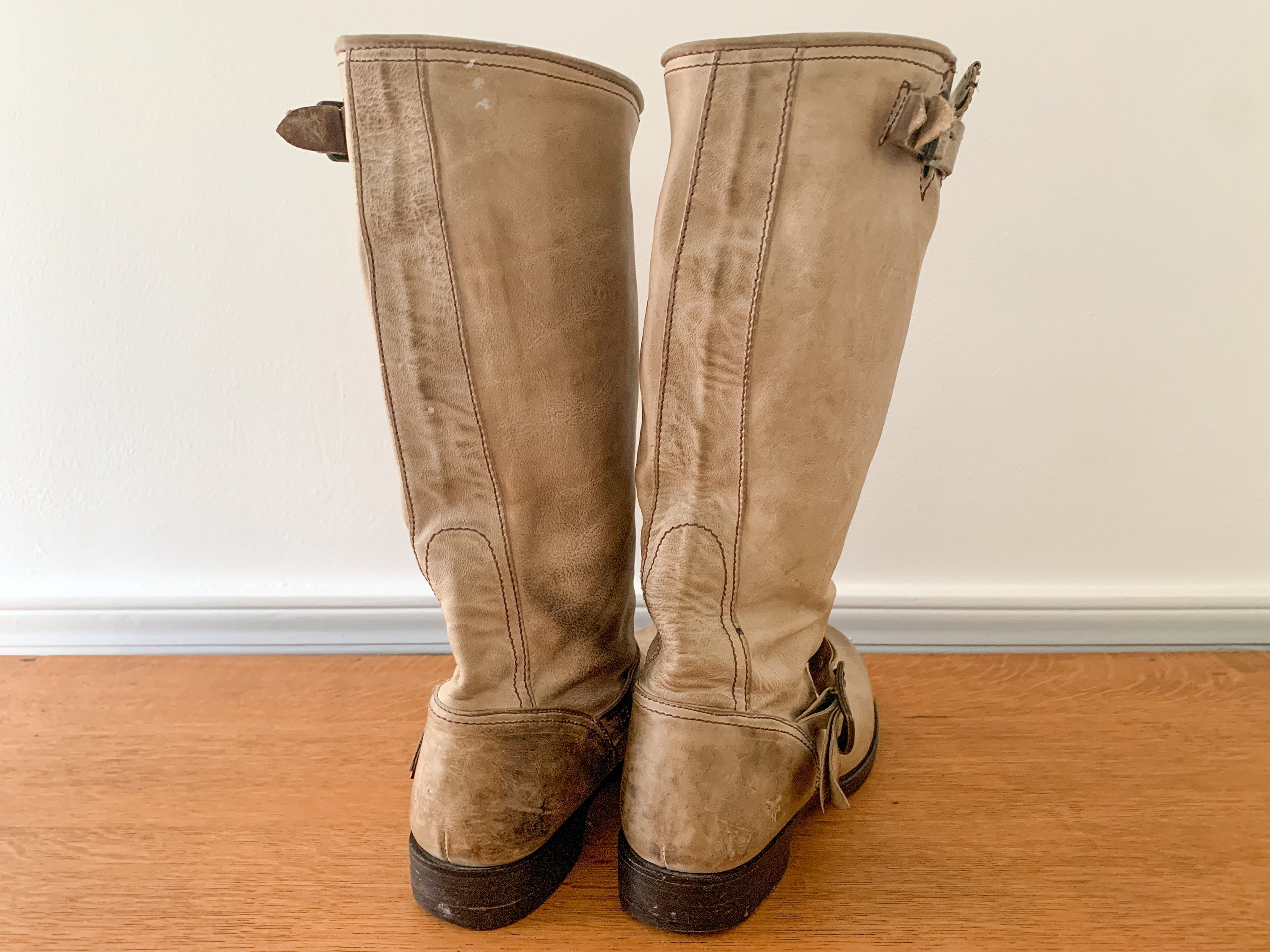 FRYE Women's Veronica Slouch Boots in distressed light brown/tan Style