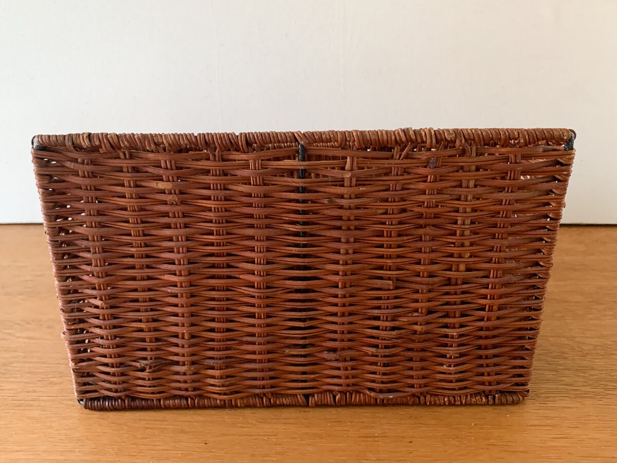 Vintage Wicker Desk Organizer Or Mail Sorter Boho Organization