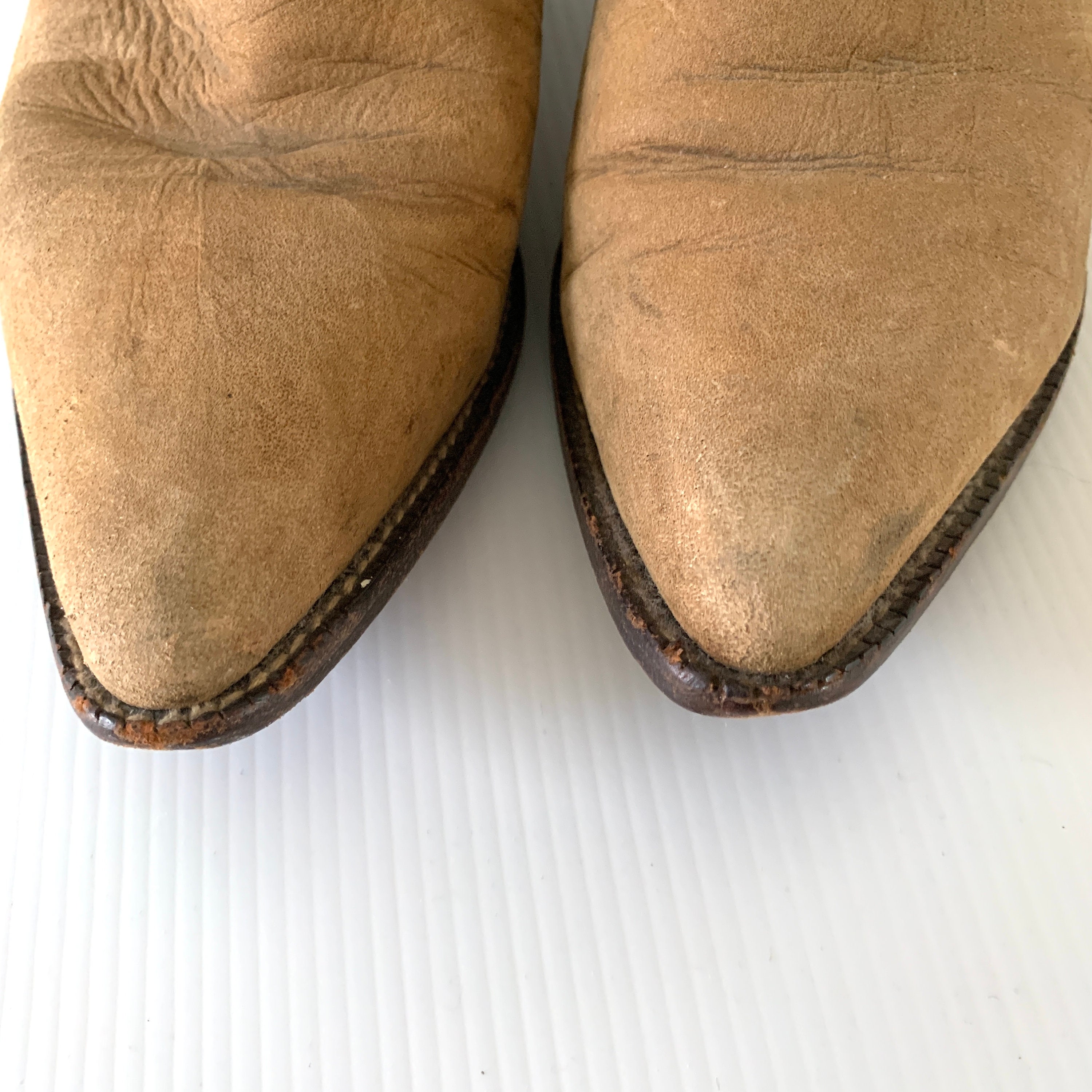 Tony Lama Suede Leather Brown Tan Cowboy Boots, Style 6987 Men\'s 7.5B Western 280] 00 main image 3