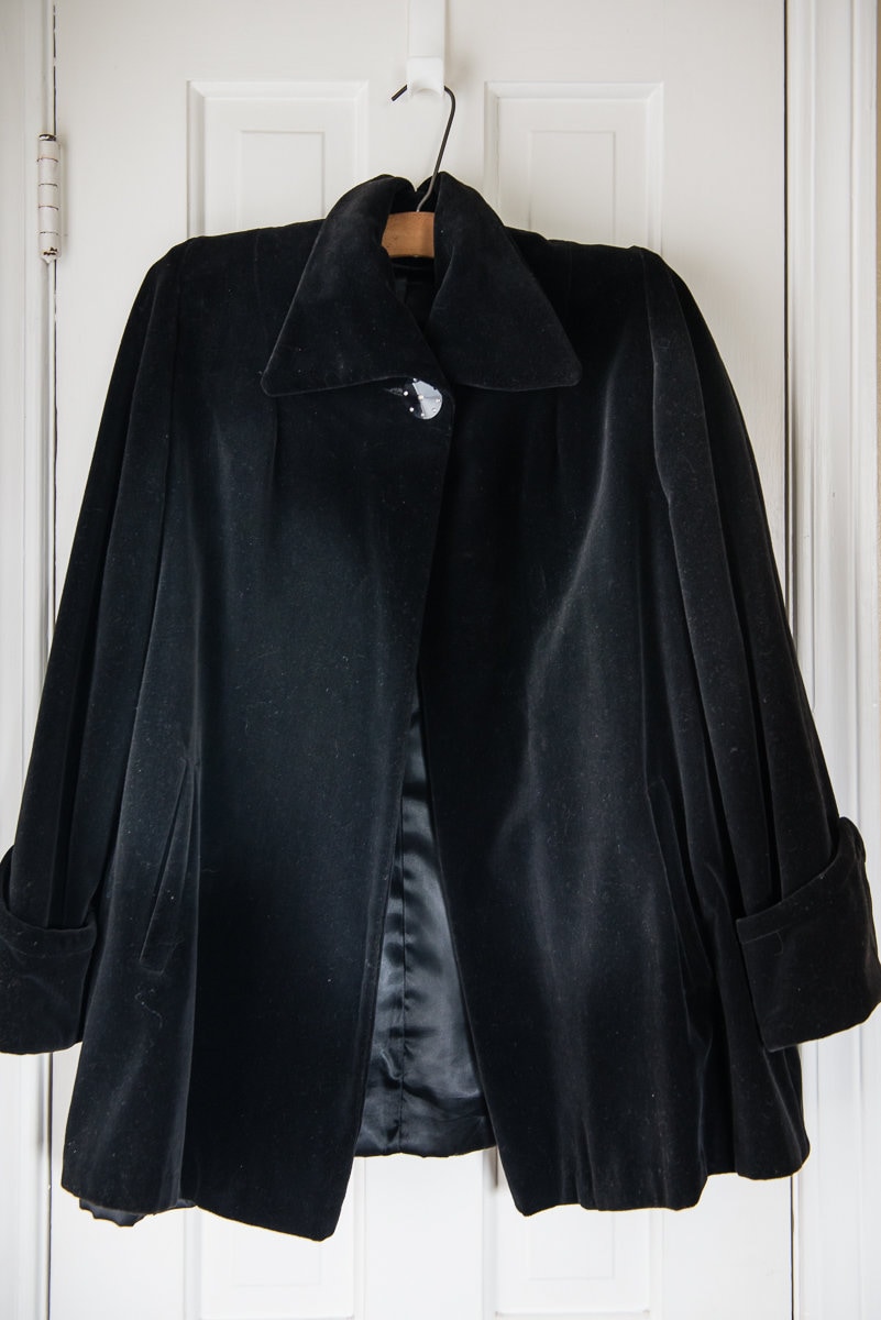 1950s black velvet coat