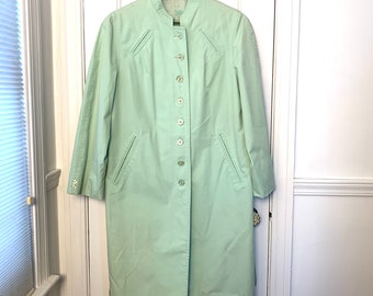 mint green raincoat